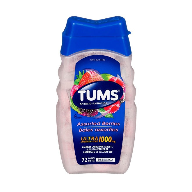 TUMS Ultra Strength Calcium Carbonate Assorted Berries 72 Tablets