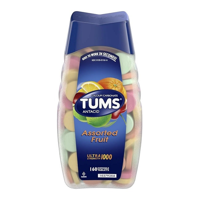 TUMS Ultra Strength Anacid Calcium Assorted Fruit Chewable Tablets 160