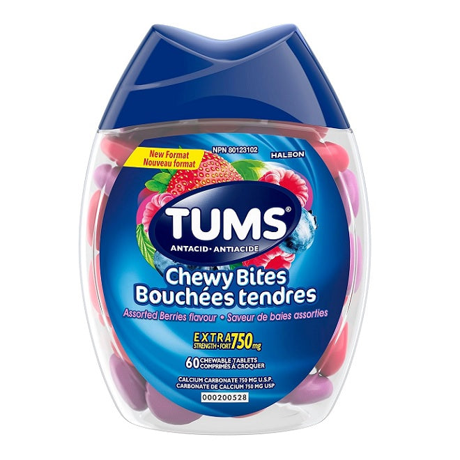 TUMS Chewy Bites Antacid Assorted Berries Flavour 32 Chewable Tablets 60