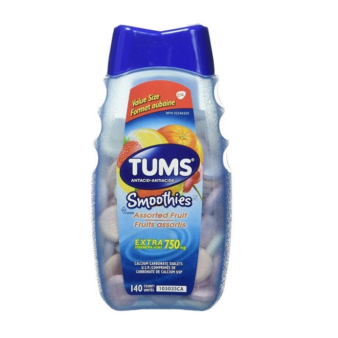 TUMS Extra Strength SmoothiesAssorted Fruit Antacid Calcium 140 Tablets (Various Flavours)
