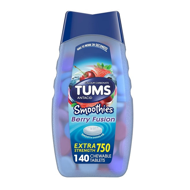 TUMS Extra Strength SmoothiesBerry Fusion Antacid Calcium 140 Tablets (Various Flavours)