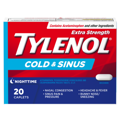 Tylenol Cold & Sinus Nighttime 20 Caplets - Halohealthcare.com