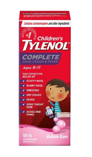 Tylenol Children Complete Cold Cough Fever Bubblegum 100mL - Halohealthcare.com