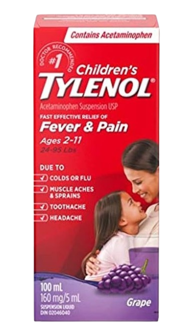 Tylenol Children's Suspension 160 mg per 5mL Grape 100mL - Halohealthcare.com