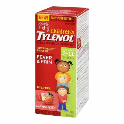 Tylenol Child Suspension Fever & Pain Dye Free Strawberry 100mL - Halohealthcare.com