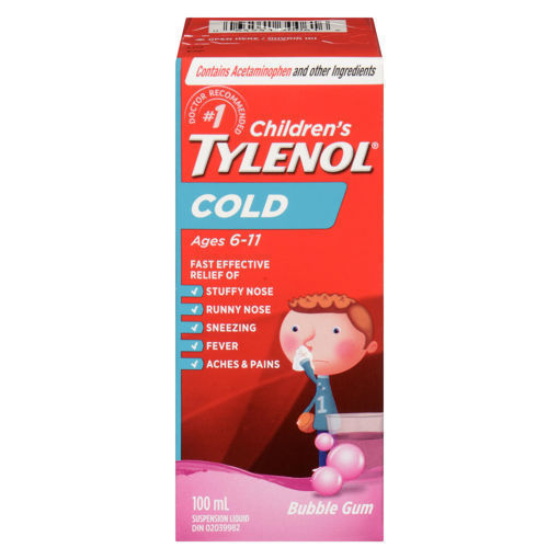 Tylenol Children Cold Oral Suspension Bubble Gum 100mL - Halohealthcare.com