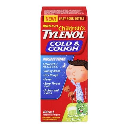 Tylenol Children's Cold & Cough Nighttime Suspension Liquid 100mL - Halohealthcare.com