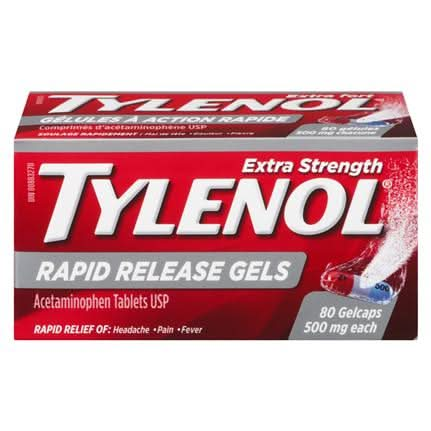 Tylenol Gelcap Extra Strength Rapid Release Gels 80 Caps - Halohealthcare.com