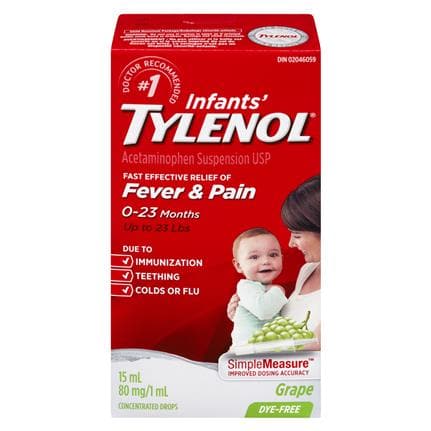 Tylenol Infants Drop Dye-Free White Grape 15mL - Halohealthcare.com