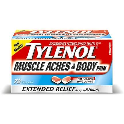 Tylenol Muscle & Body Pain Extended Relief 650mg 72 Tablets - Halohealthcare.com