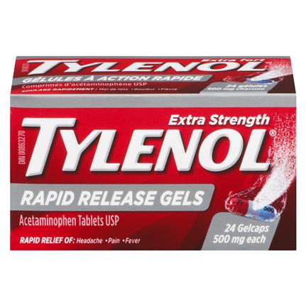 Tylenol Rapid Release Gels 500mg 24 Caps - Halohealthcare.com