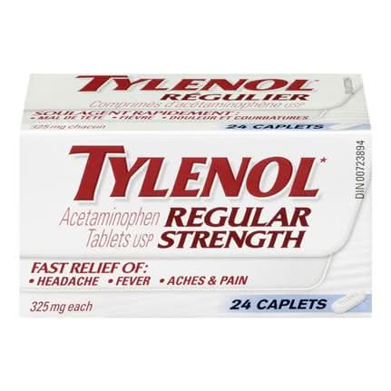 Tylenol Regular Strength 325mg 24 Caplets - Halohealthcare.com