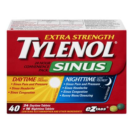 Tylenol Sinus Extra Strength Daytime & Nighttime 40 Tabs - Halohealthcare.com