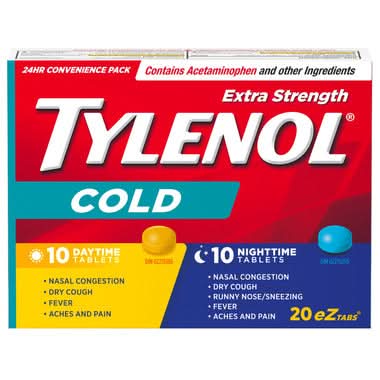 Tylenol Cold Extra Strength Dayime & Nighttime Ez Tabs 20 - Halohealthcare.com