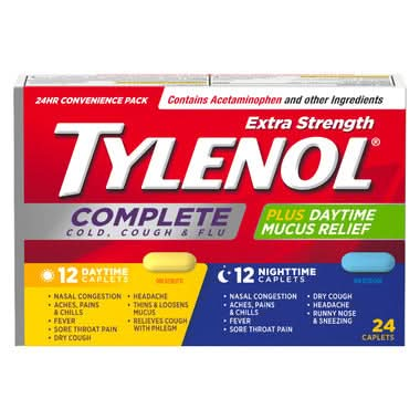 Tylenol Complete Cold Cough & Flu Plus Mucus Relief Day & Night (Various Caplets)