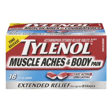 Tylenol Muscle & Body Pain Extended Relief 650mg (Various Caps) - HaloHealthcare.com