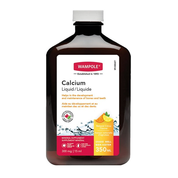 Wampole Calcium Liquid 300mg Natural Citrus Flavour 350mL