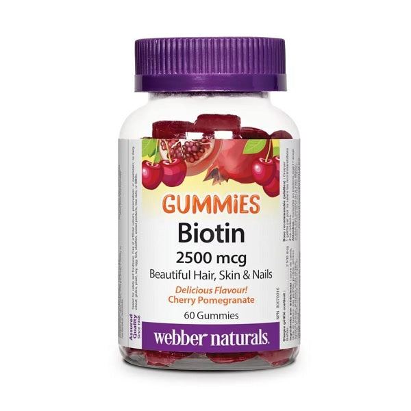 Webber Naturals Biotin 2500mcg Gummies Cherry Pomegranate 60 Gummies