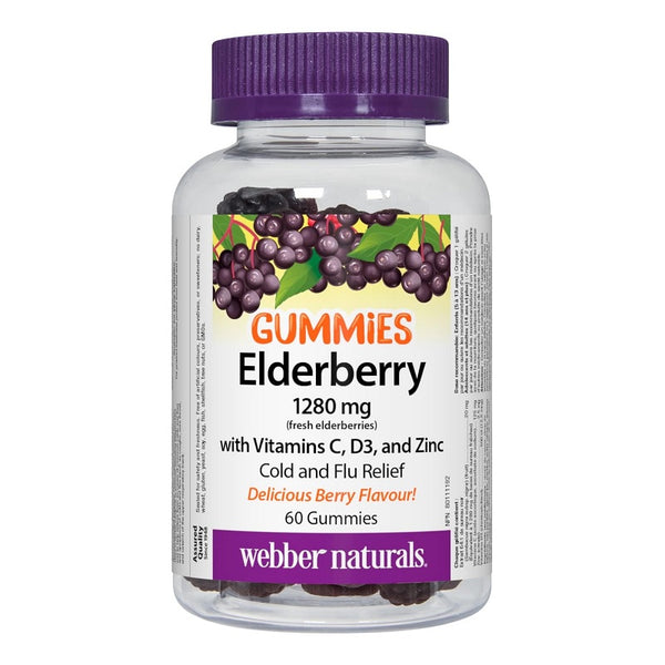 Webber Naturals Elderberry Plus Gummies 1280mg Berry 60 Gummies