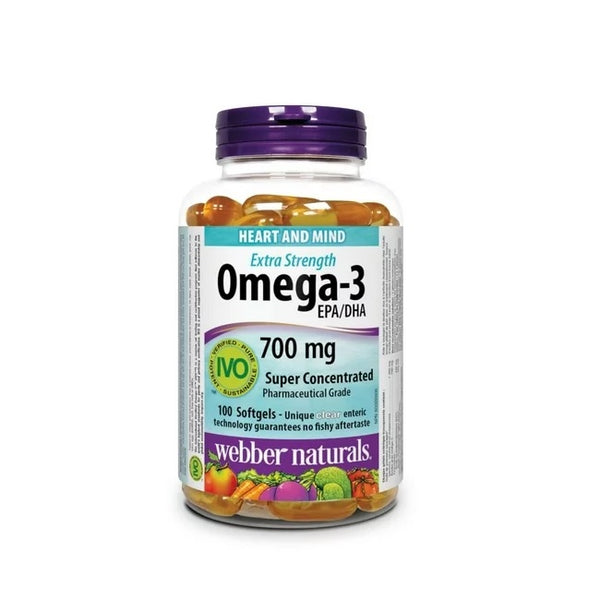 Webber Naturals Extra Strength Omega-3 EPA/DHA 700mg -100 Clear Enteric Softgels