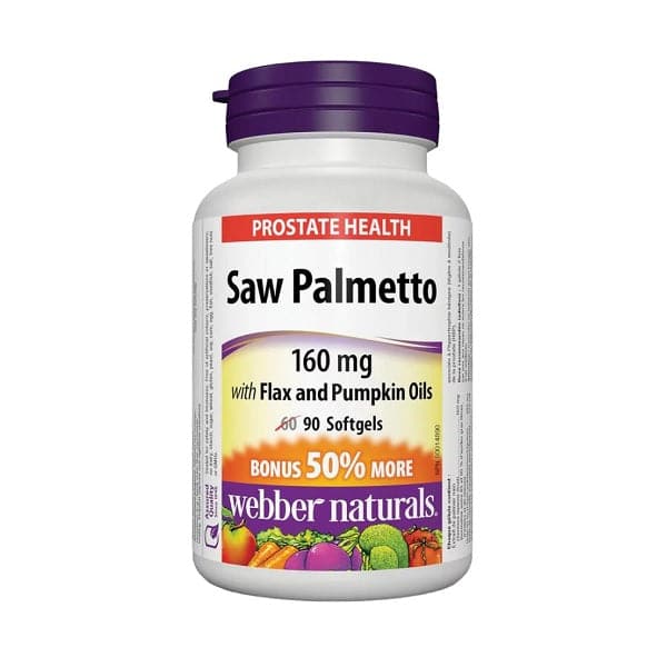 Webber Naturals Saw Palmetto 160mg with Flax and Pumpkin Oils 90 Softgels