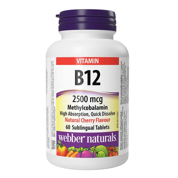 Webber Naturals Vitamin B12 Methylcobalamin 2500mcg 60 Tablets