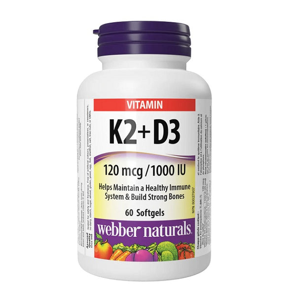 Webber Naturals Vitamin K2+D3 120 mcg 1000 IU 60 Softgels