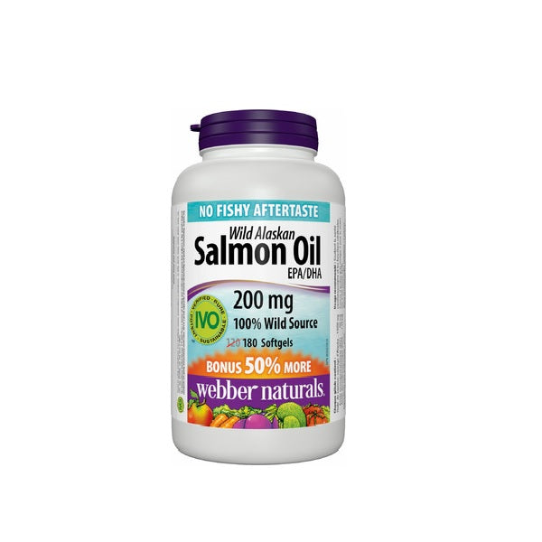 Webber Naturals Wild Alaskan Salmon Oil Bonus Size 200mg 180 Softgels