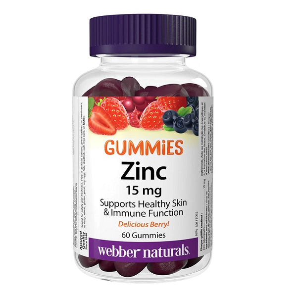 Webber Naturals Zinc 15mg Gummies Berry 60 Gummies