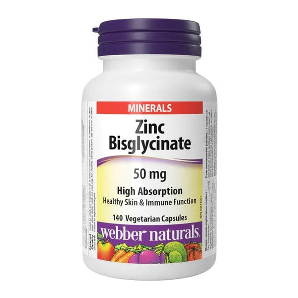 Webber Naturals Zinc Bisglycinate 50mg 140 Veg Capsules