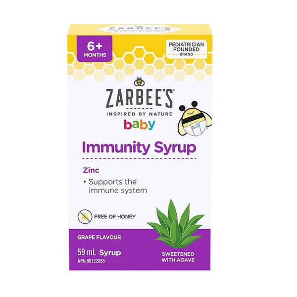 Zarbee's Immunity Syrup Zinc Grape Flavour 59mL