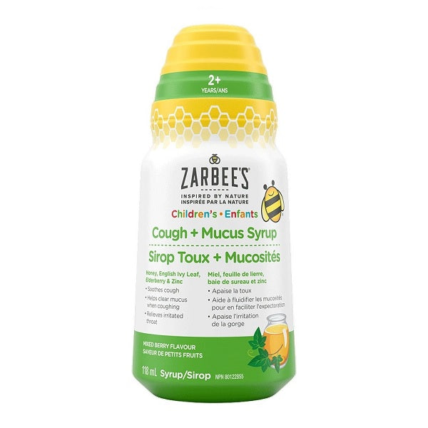 Zarbee's Children Cough + Mucus Syrup Mixed Berry Flavour 118mL