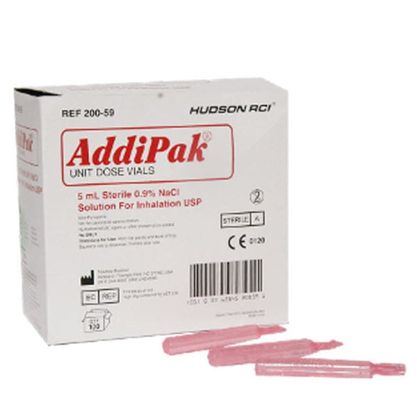 Addipak Saline Sodium Solution Unit Dose Vials 5ml Red Box of 100