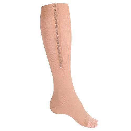 Airway Surgical Truform Zipper Compression Stockings Open-Toe Beige
