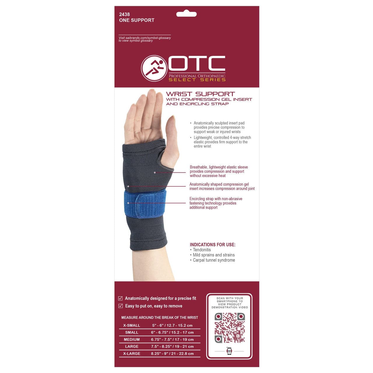 Surgical Hand Support Airway Surgical OTC Wrist Support With Compression Gel Insert