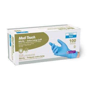 AMG Medical Medi Touch Nitrile Extra Long Cuff Powder Free Medical Examination Gloves - Small 100/Box