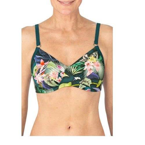 Amoena Flower Spirit Soft Padded Bikini Top - Deep Emerald/ Jungle