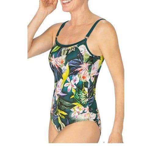 Amoena Womens Floral Breeze Two-Piece Pocketed Mastectomy Bikini