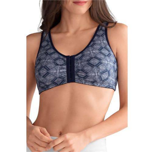Amoena Frances Soft Cup Front Fastening Post Surgical Bra - Blue/White