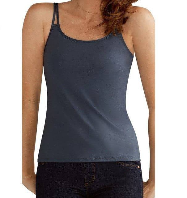 Women Sleeveless Tank Top with Built in Padded Bra, Gray, S at   Women's Clothing store