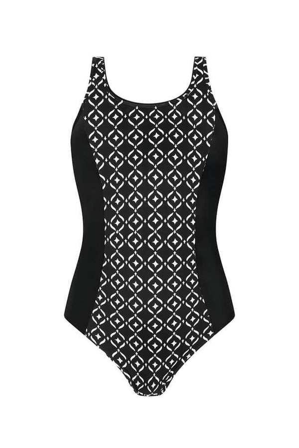 Amoena Asian Garden Full Bodice Swimsuit - black & star white