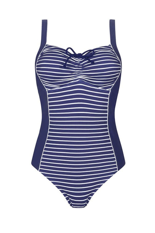 Amoena Infinity Pool Half Bodice Swimsuit - Deep Blue/Star White