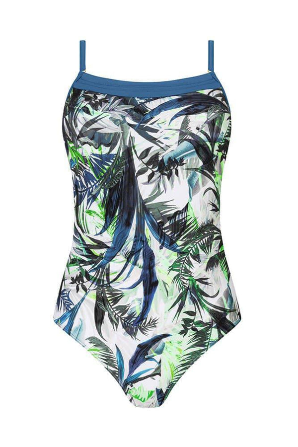 Amoena Modern Jungle One-Piece Swimsuit - Twilight Blue/Leafy Green