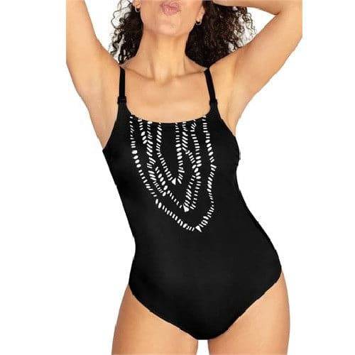 Amoena Reflection One-Piece Swimsuit - Elegant Black / Bright White