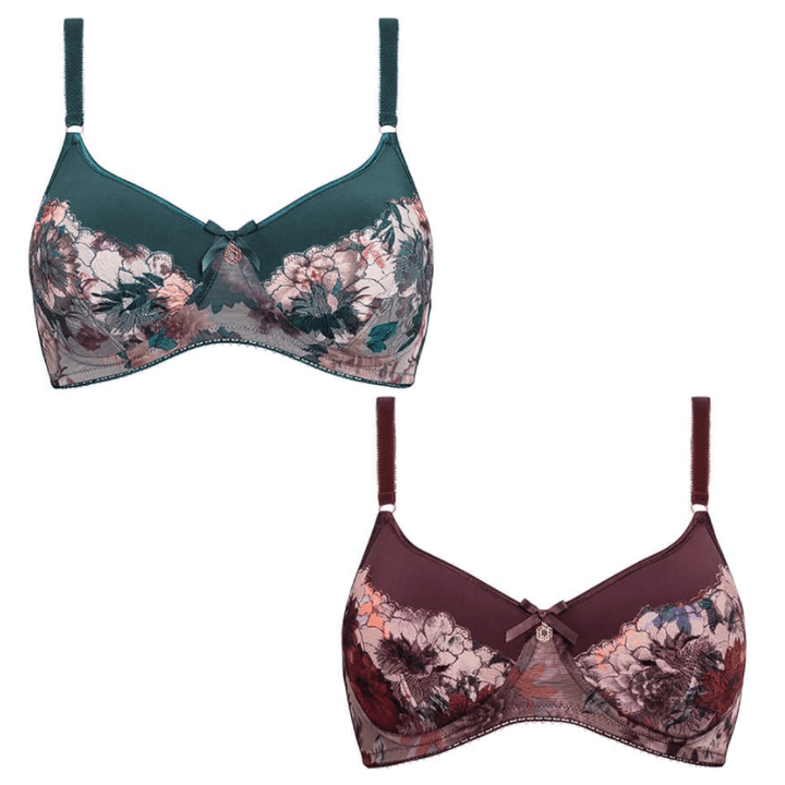 Supportive Bra Comfortable Bra Floral Embroidered Bras with Wide