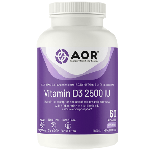 AOR Vitamin D3 2500 IU 60 Capsules