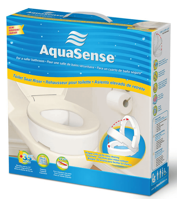 AquaSense Hinged Toilet Seat Riser - Standard or Elongated