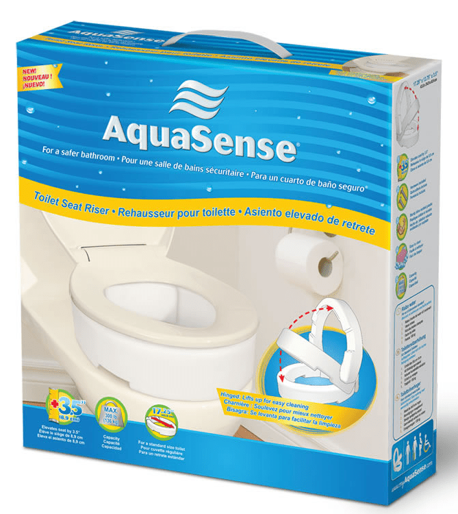 AquaSense Hinged Toilet Seat Riser - Standard or Elongated