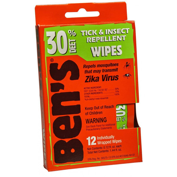 Ben's 30 Tick & Insect Repellent Wipes 12 Individually Wrapped Wipes