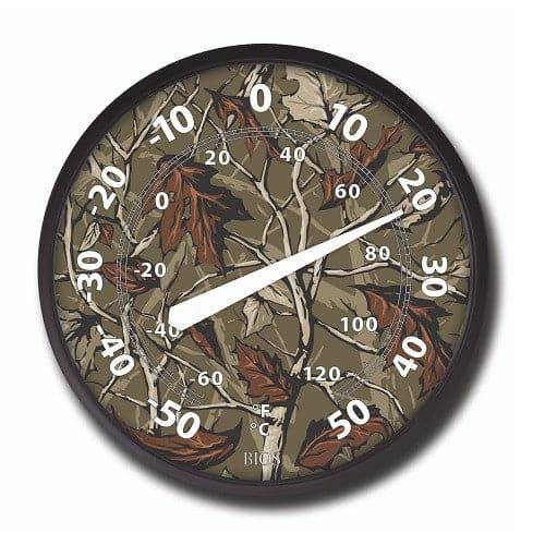 Bios Weather Indoor/ Outdoor Thermometer - 12” Dial Camo